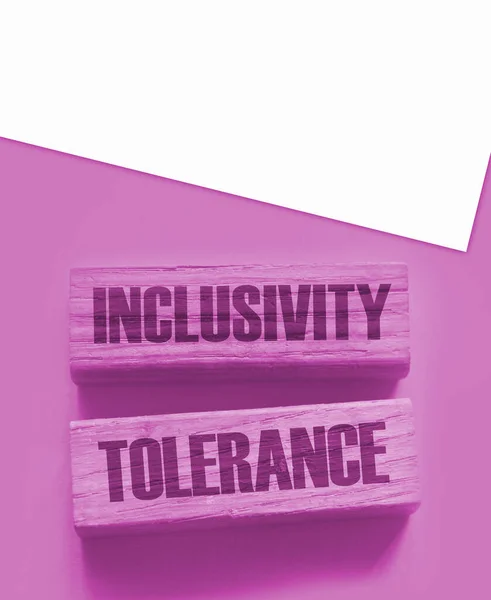 Inkluzív Tolerancia Szavak Fablokkokra Társadalmi Egyenlőség Fogalma — Stock Fotó