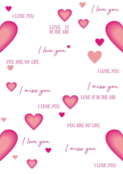 Seamless Pattern Love You Phrases Different Languages Ornament Valentine Day — Stock Vector