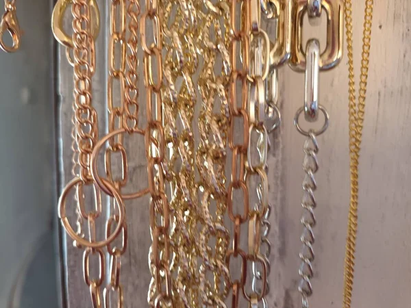 Golden Metal Chains Close View — Stock Fotó