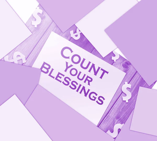 Phrase Count Your Blessings Tapée Sur Morceau Papier Papier Dollars — Photo