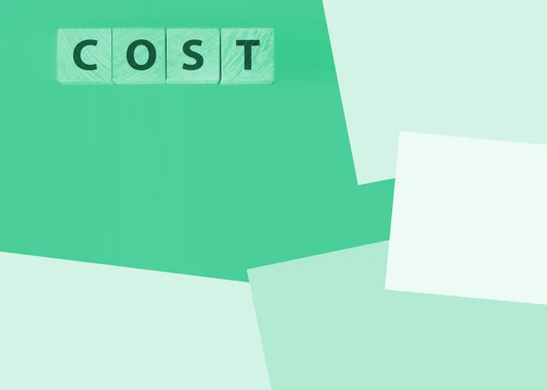 Szó Költség Készült Építőelemek Költségek Üzleti Koncepciója — Stock Fotó