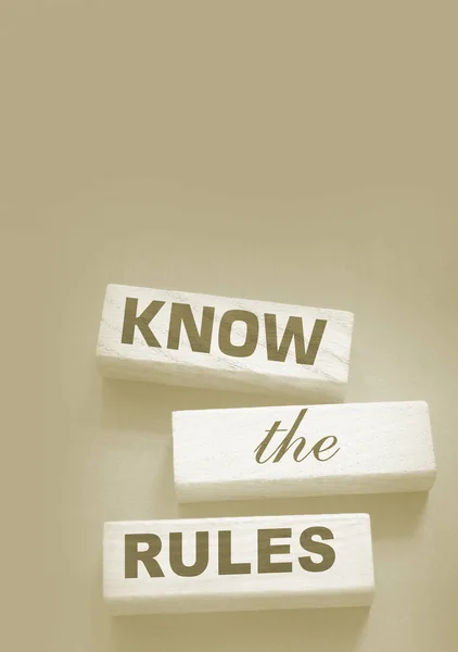 Know Rules Word Wooden Blocks Isolated Dark Grey Background Business — Stock Photo, Image
