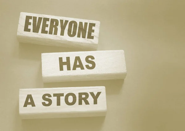 Everyone Has Story Word Written Wood Block Storytelling Copywriting Business — Stock Photo, Image