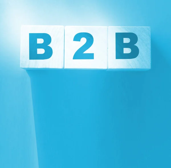 Cubos Madeira Com Abreviatura B2B Sobre Fundo Vermelho Com Copyspace — Fotografia de Stock