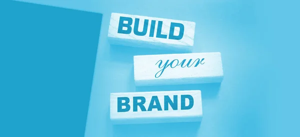 Фраза Build Your Brand Написана Дерев Яних Блоках Вінтажним Стилем — стокове фото