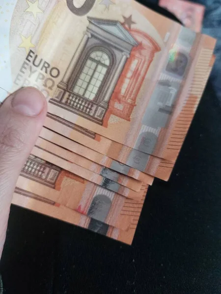 Fundo Conceito Moeda Notas Euro Perto — Fotografia de Stock