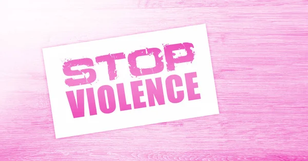 Stop Violence Words Card Wooden Table Social Concept — Stock Photo, Image