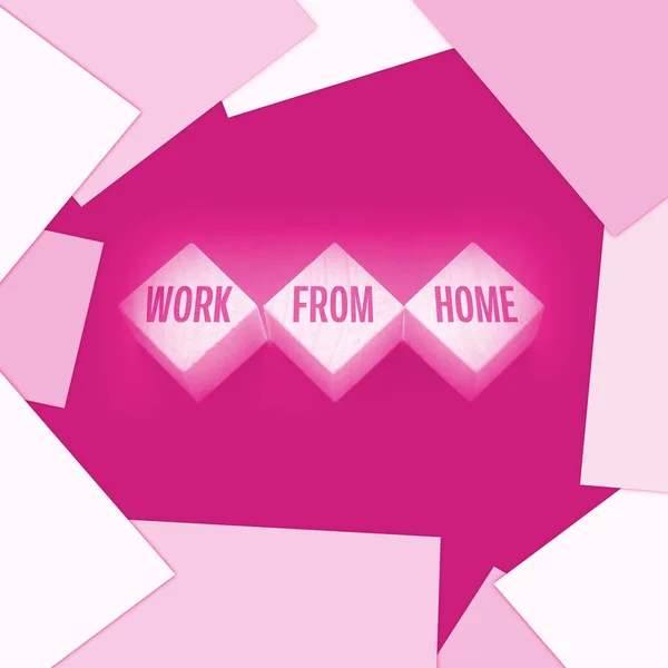 Work Home Words Wooden Cubes Distant Job Freeance Business Concept — Stock Photo, Image