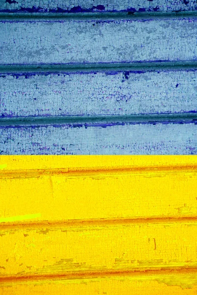 Bandera Amarillo Azul Ucrania Sobre Fondo Madera —  Fotos de Stock
