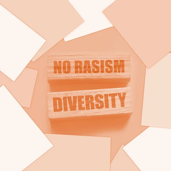 Fablokkokon Nincs Rasszizmus Üzleti Társadalmi Esélyegyenlőség Fogalma — Stock Fotó