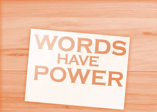 Words Have Power Text Page Paper Dollar Signs Wooden Table — Stock Photo, Image