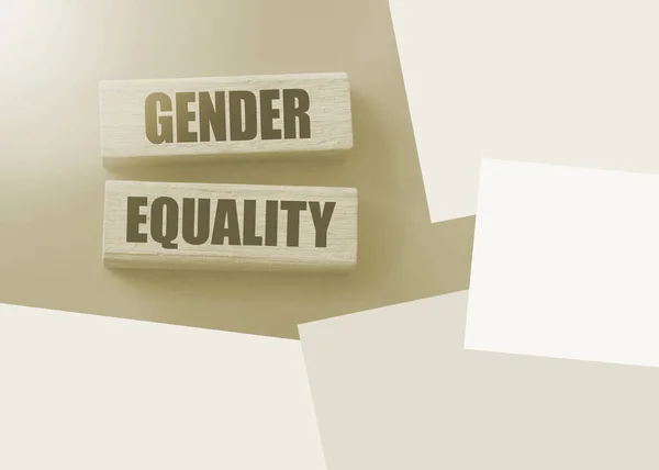Tahta Bloklarda Cinsiyet Eşitliği Kelimeleri Kadın Erkek Kavramları Için Eşit — Stok fotoğraf