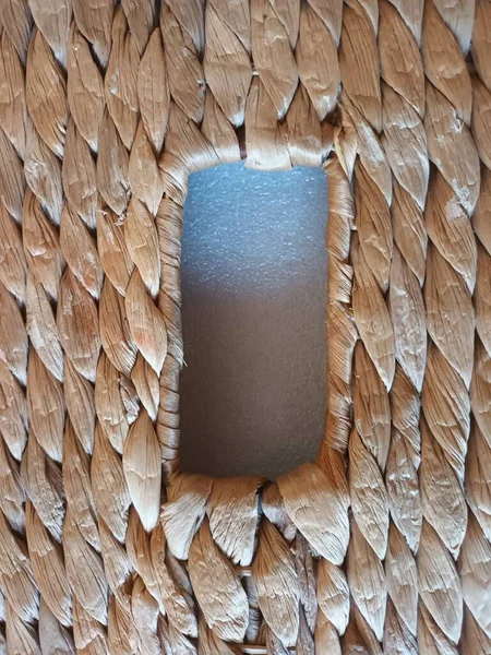 Natural Materials Concept Woven Basket Close View — стоковое фото
