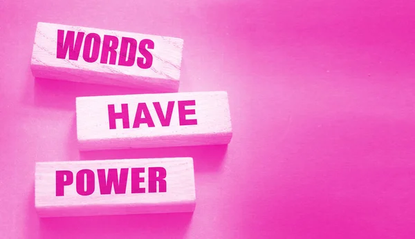 Words Have Power Texte Sur Des Blocs Bois Sur Fond — Photo