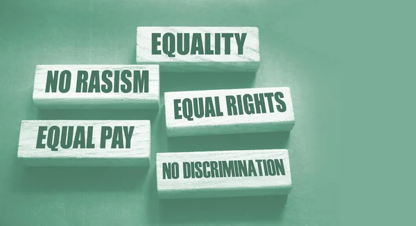 Equality Rasism Equal Pay Rights Words Wooden Blocks Business Social — Stock Photo, Image