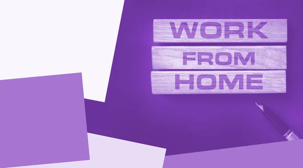 Work Home Phrase Wooden Blocks New Normal Wfh Social Concept — Stock Photo, Image