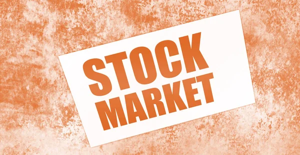 Cartão Com Letras Stock Market Mesa Conceito Negócio — Fotografia de Stock