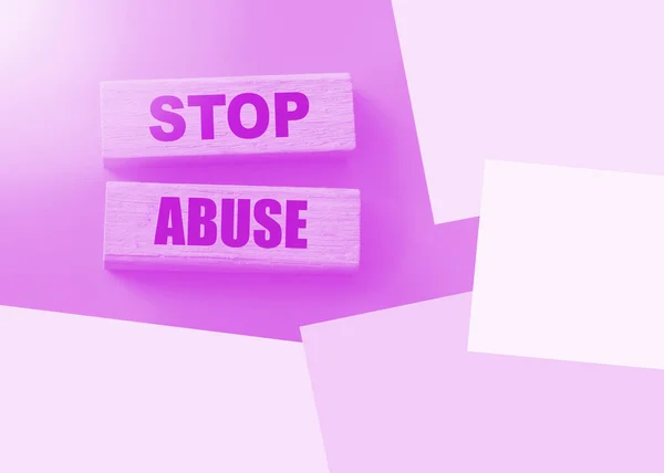 Stop Abuse Words Wooden Blocks Quit Addiction Stop Addictive Behavior — Stock Photo, Image