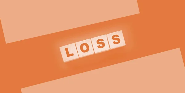 Wooden Cubes Loss Word Table Financial Loss Business Concept — Foto de Stock