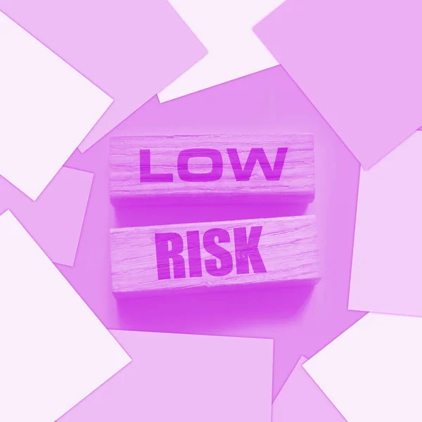 Low Risk Words Wooden Blocks Business Investment Risks Concept —  Fotos de Stock