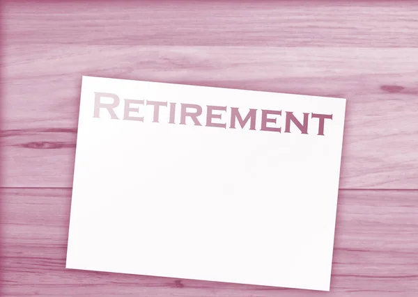 Word Retirement Copybook Page Wooden Table Concept Successful Retirement Longterm — Photo