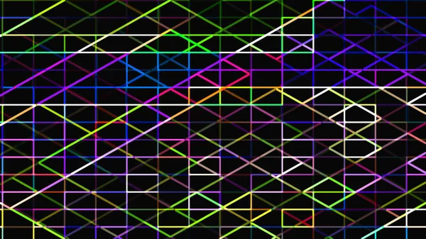 Siyahın üzerinde çok renkli parlak geometrik çizgiler. asgari arkaplan. 