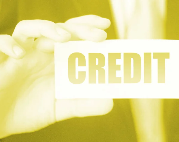 Credit Card Businessman Holding Card Word Credit Crisis Management Loan — Stock Photo, Image