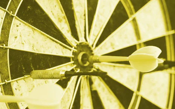 Darts Target Closeup Success Hitting Target Aim Goal Achievement Concept Stock Image