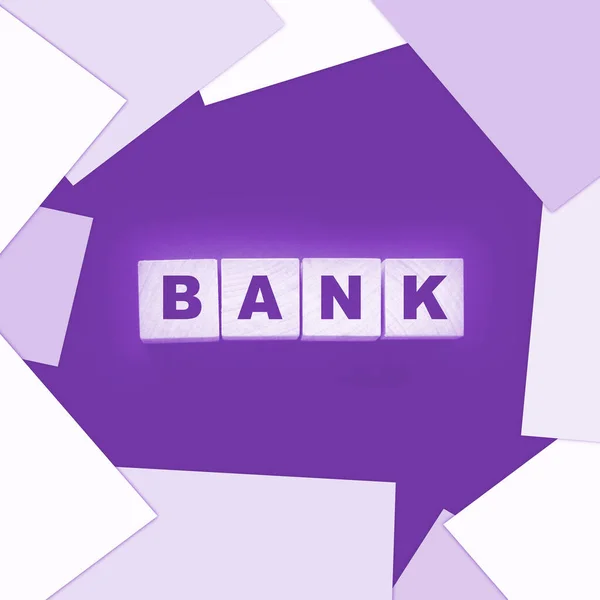 Banka Sözcüğü Kavramı Siyah Masanın Üzerindeki Tahta Küplere Yazıldı Bankacılık — Stok fotoğraf