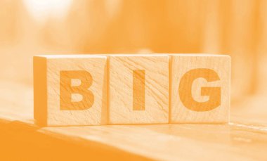 Tahta küpler büyük yazılıyor. Teknoloji sektörü kavramı.