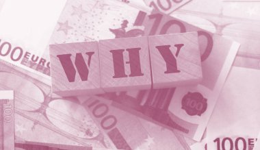 Neden arka planda 100 Euro 'luk banknotlar var? İş konsepti.