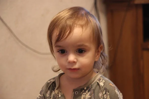 Cute Happy Child Portrait View Home — Stock Photo, Image