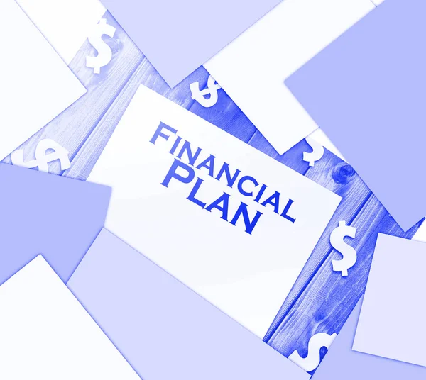 Financial Plan Words Page Paper Signs Dollar Business Concept — Stock Photo, Image