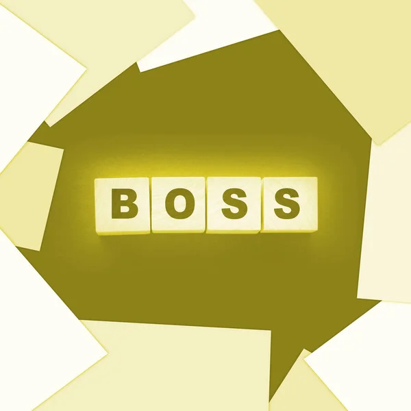 Boss Sign Wooden Cubes Black Business Owner Concept — Stock Photo, Image
