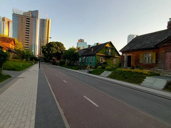 Widok Ulice Miasta Lecie Wilno Litwa — Zdjęcie stockowe