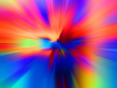 Renkli, hızlı, yüksek hızlı, bulanık zoom arkaplanı. Dinamik patlama flaşı. İvme etkisi.