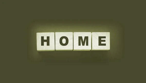 Wooden Cubes Word Home Home Black Background Real Estate Business — Stock Photo, Image