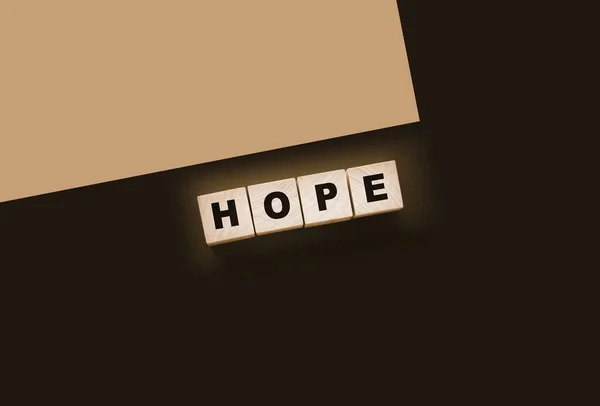 Träkuber Med Ordet Hope Begreppet Sinnestillstånd Begreppet Hälso Och Sjukvård — Stockfoto