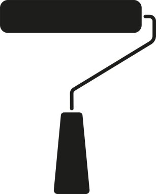 Boya silindiri vektörü. Duvar boyama araçları ve ekipmanları.