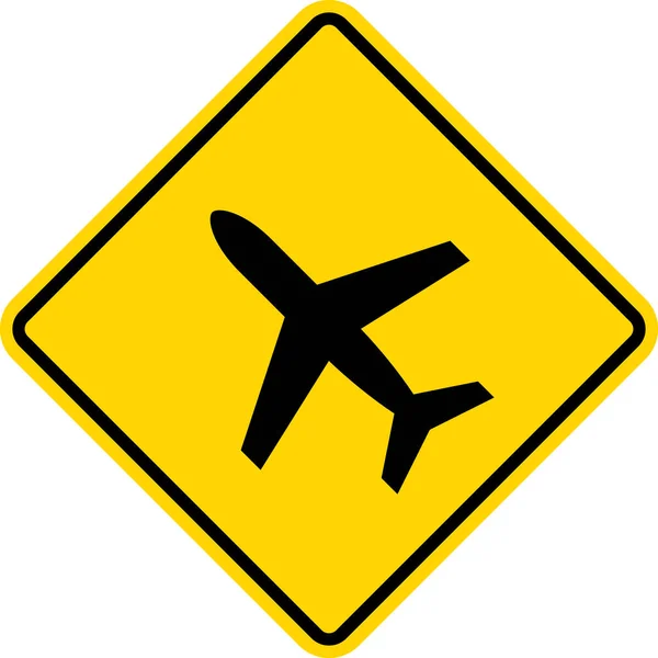 Samolot Nisko Latający Znak Żółty Diament Znaki Symbole Drogowe — Wektor stockowy