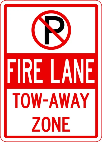 Tűz Lane Vontatási Zóna Jel Parkolási Jelzések Szimbólumok — Stock Vector