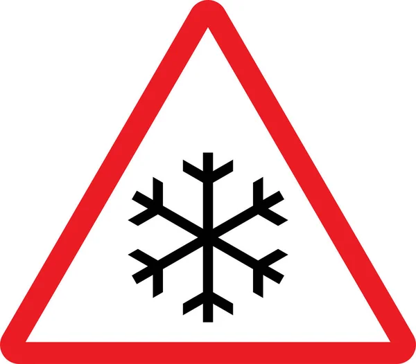 Πρόσεχε Μην Γλιστρήσει Παγωμένος Δρόμος Μπροστά Κόκκινο Τρίγωνο Φόντο Σήματα — Διανυσματικό Αρχείο