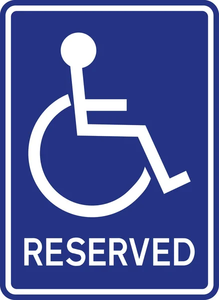 Signo Asiento Reservado Silla Ruedas Blanco Sobre Fondo Azul Señales — Vector de stock