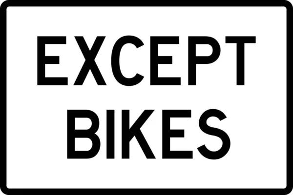 サイン以外は 自転車はこの車線では許されない 白を背景に黒 交通標識や記号 — ストックベクタ