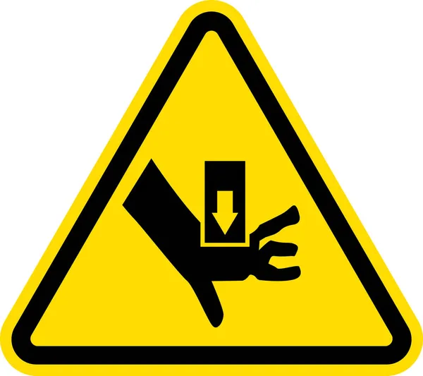 可動部分は警告記号を粉砕または切断することができる 黄色の背景に黒 安全標識及び記号 — ストックベクタ