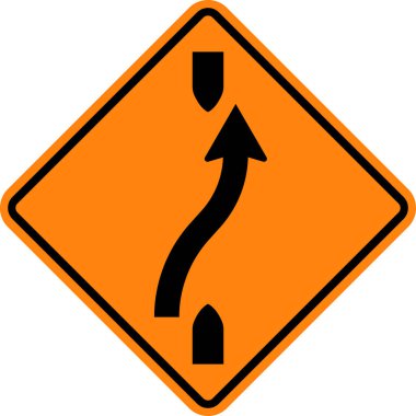 Sağ şerit öndeki işaret. Turuncu elmas arka plan. Trafik işaretleri ve sembolleri.