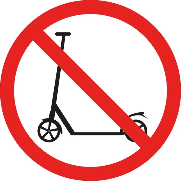 踢滑板车禁止牌 红圈横穿背景 禁止性标志和符号 — 图库矢量图片