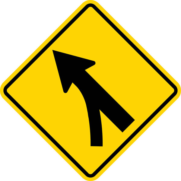 Entering roadway merge sign. Traffic signs and symbols.