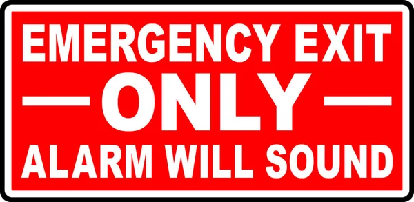 Emergency Exit Only Alarm Sound Sign White Red Background Safety — Stockvektor