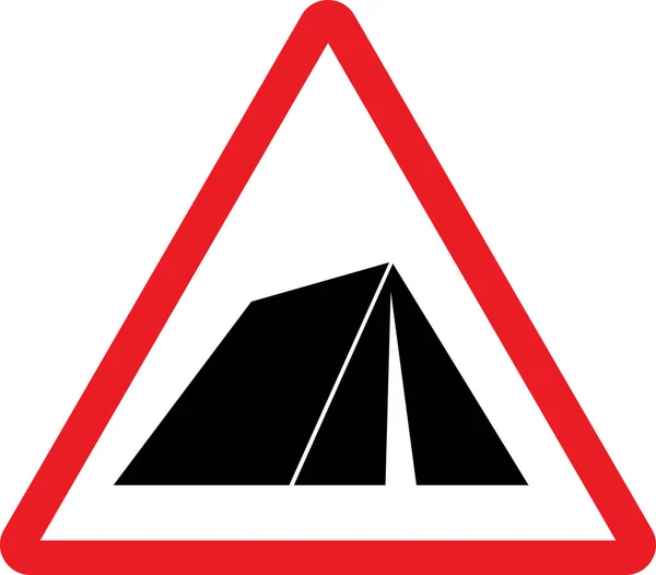 Kemping Tiltott Jel Piros Háromszög Háttér Közúti Jelzések Szimbólumok — Stock Vector
